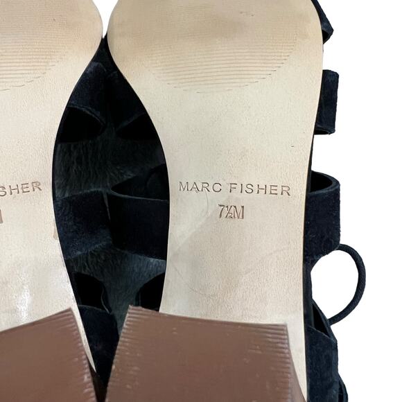 Marc Fisher Paradox Suede Block Heel Lace Up Sandals in Black Women's Size 7.50 - Picture 8 of 11